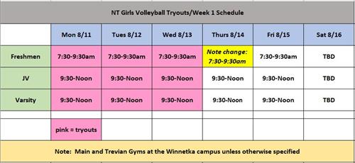 Updated Tryout Sched